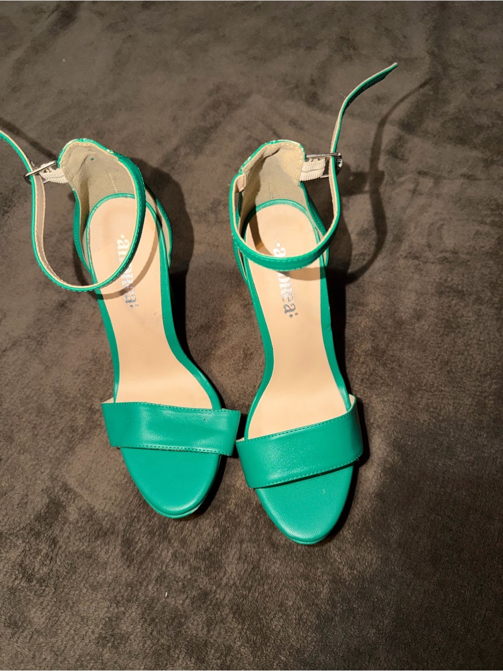 Anita Teal Open-Toe Ankle-Strap Heels